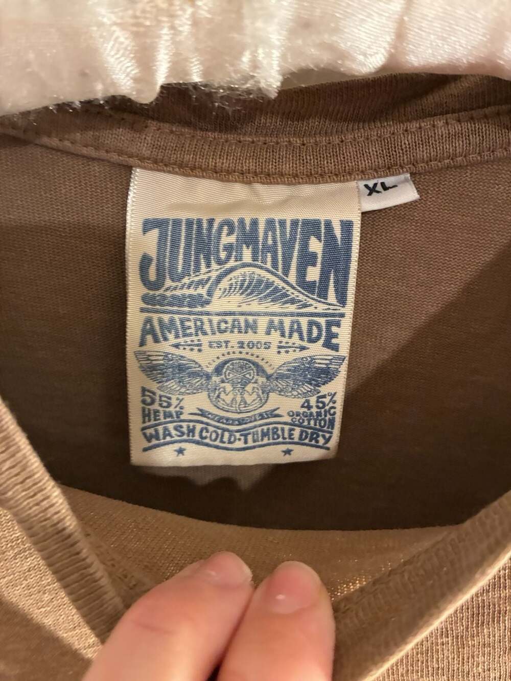 Jungmaven Long Sleeve Crew Neck T-Shirt Size XL Brown Hemp Blend